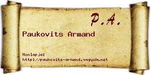 Paukovits Armand névjegykártya